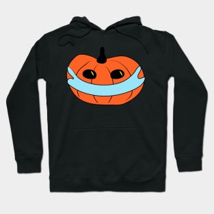 Pumpkin quarantine wearing a Mask. Comic concept. Symbolism. Covid 19. Pandemic. Halloween. Celebration. Horror Hoodie